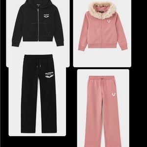 True Religion Black and Pink Kids Hoodie and Pants Set